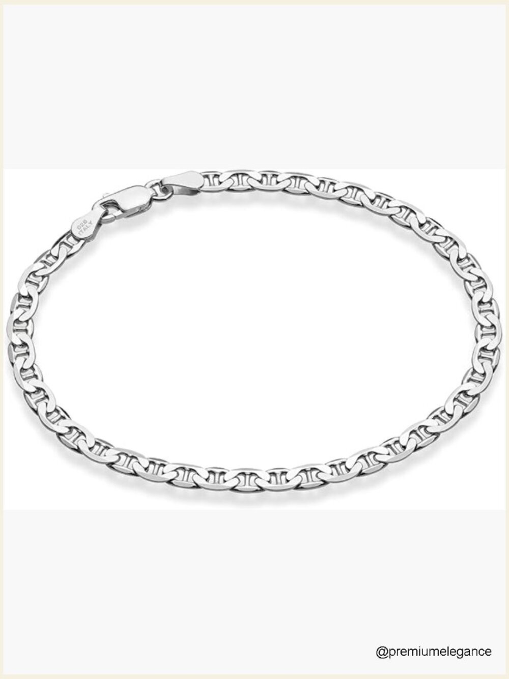3 or 4mm Solid Diamond-Cut Mariner Link Chain Anklet Ankle Bracelet, Sterling